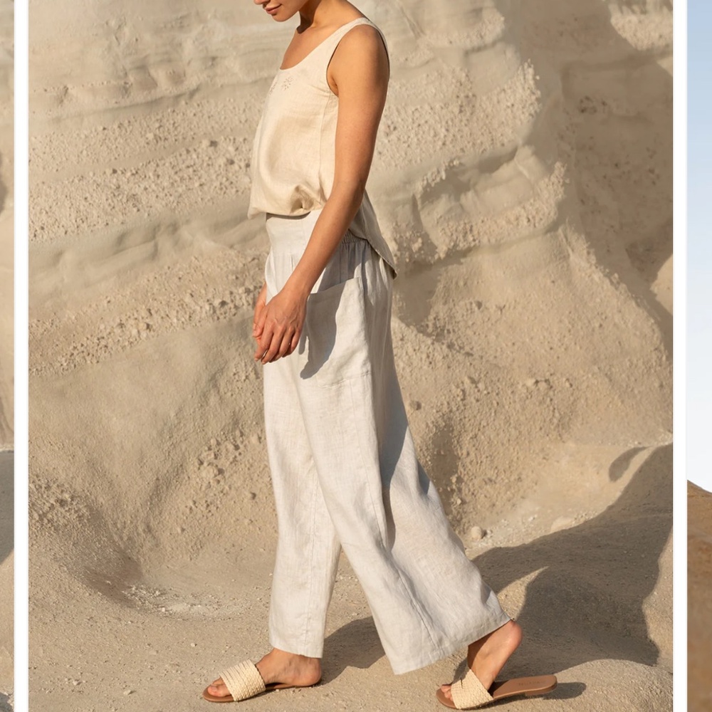Nomad the Label Milos Linen Pants Oyster (Light Grey) - Picture 2 of 16